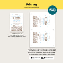 Load image into Gallery viewer, Young Wild and Three Invitation Boy 3rd Birthday Cowboy Western Editable Template 0336
