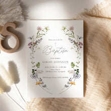 Load image into Gallery viewer, 0501 wild flower baptism invitation template
