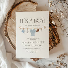 Load image into Gallery viewer, 2032 Blue It&#39;s a Boy American Football Invite, Editable Template for Sports Baby Shower, Digital Download
