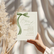 Load image into Gallery viewer, Four Ever Sweet Green Bow Invitation, Editable template, Digital Download 0324
