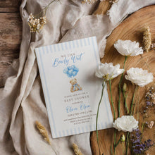 Load image into Gallery viewer, 2036 Blue Balloon Teddy Bear Baby Shower Invite, Editable Beary Wait Template, Digital Downloa
