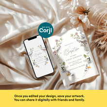 Load image into Gallery viewer, 0501 wild flower baptism invitation template
