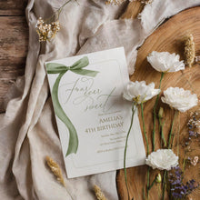 Load image into Gallery viewer, Four Ever Sweet Green Bow Invitation, Editable template, Digital Download 0324
