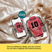 Load image into Gallery viewer, Red Hockey Jersey Birthday Invitation Template for Boys, Watercolor Sports Birthday Invite 0335
