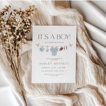 Load image into Gallery viewer, 2032 Blue It&#39;s a Boy American Football Invite, Editable Template for Sports Baby Shower, Digital Download
