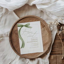 Load image into Gallery viewer, Four Ever Sweet Green Bow Invitation, Editable template, Digital Download 0324

