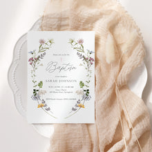 Load image into Gallery viewer, 0501 wild flower baptism invitation template

