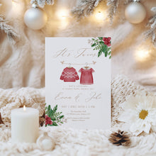 Load image into Gallery viewer, 2029 Winter Twins Baby Shower Invitation: Christmas Holiday (Digital Download)
