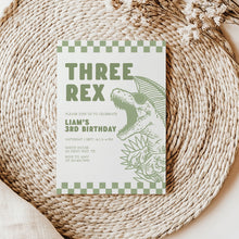 Load image into Gallery viewer, Retro Dinosaur Birthday Invitation, T Rex 3rd Birthday Party Invite Template 0323
