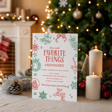 Load image into Gallery viewer, 2033 Whimsical Favorite things Christmas Gift Exchange Party Invite, Digital download, Editable Template
