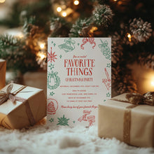 Load image into Gallery viewer, 2033 Whimsical Favorite things Christmas Gift Exchange Party Invite, Digital download, Editable Template
