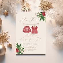 Load image into Gallery viewer, 2029 Winter Twins Baby Shower Invitation: Christmas Holiday (Digital Download)

