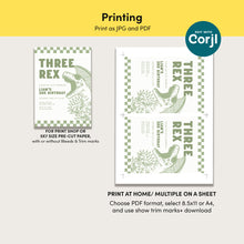 Load image into Gallery viewer, Retro Dinosaur Birthday Invitation, T Rex 3rd Birthday Party Invite Template 0323

