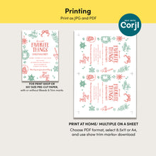 Load image into Gallery viewer, 2033 Whimsical Favorite things Christmas Gift Exchange Party Invite, Digital download, Editable Template
