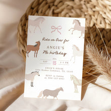 Load image into Gallery viewer, Horse Birthday Invitation Ride On Over Pony Party Cowgirl Western Editable Template 0336
