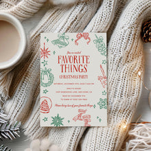 Load image into Gallery viewer, 2033 Whimsical Favorite things Christmas Gift Exchange Party Invite, Digital download, Editable Template

