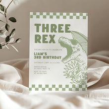 Load image into Gallery viewer, Retro Dinosaur Birthday Invitation, T Rex 3rd Birthday Party Invite Template 0323
