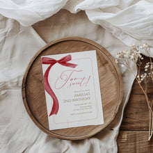 Load image into Gallery viewer, Red Bow Two Sweet 2nd Birthday Invitation, Editable Template, Digital download 0324

