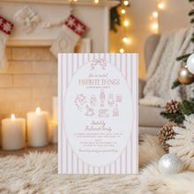 Load image into Gallery viewer, 2033 Pink Whimsical Favorite things Christmas Gift Exchange Party Invite, Digital download, Editable Template
