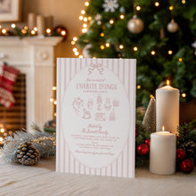 Load image into Gallery viewer, 2033 Pink Whimsical Favorite things Christmas Gift Exchange Party Invite, Digital download, Editable Template

