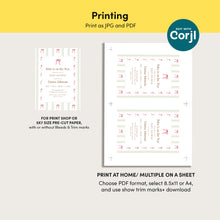 Load image into Gallery viewer, 2024 Pink Bow Baby Shower Invitation, Baby is on the Way, Editable Girl Baby Shower Template, Vintage Stripe Baby Shower Invite
