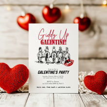 Load image into Gallery viewer, 0801 Western Cowgirl Giddy Up Galentine Invite, Valentines Girls Night Out, digital download, editable template
