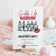 Load image into Gallery viewer, 0801 Western Cowgirl Giddy Up Galentine Invite, Valentines Girls Night Out, digital download, editable template
