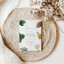 Load image into Gallery viewer, Green Game On Football Birthday Invite, Printable Sports Party Invite, Editable Template, Digital download 0325
