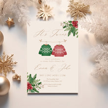 Load image into Gallery viewer, 2029 Winter Twins Baby Shower Invitation: Christmas Holiday Theme (Digital Download)
