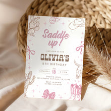 Load image into Gallery viewer, Cowgirl Birthday Invitation Saddle Up Western Rodeo Vintage Editable Template 0336
