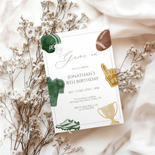 Load image into Gallery viewer, Green Game On Football Birthday Invite, Printable Sports Party Invite, Editable Template, Digital download 0325
