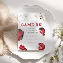 Load image into Gallery viewer, Red Game On Hockey Birthday Sports Party Invite, Editable Invitation for Boys 0335

