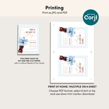 Load image into Gallery viewer, She Is Ready to Pop Baby Shower Invite Blue Gingham Bow Mini Set Template 2039
