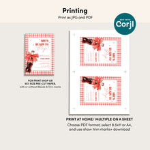 Load image into Gallery viewer, She Is Ready to Pop Baby Shower Invite Red Gingham Bow Mini Set Template 2039
