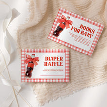 Load image into Gallery viewer, She Is Ready to Pop Baby Shower Invite Red Gingham Bow Mini Set Template 2039
