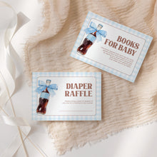 Load image into Gallery viewer, She Is Ready to Pop Baby Shower Invite Blue Gingham Bow Mini Set Template 2039
