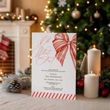 Load image into Gallery viewer, 2033 Oh What Fun Red Bow Winter Christmas Party Invite, Editable Template Digital Download
