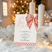 Load image into Gallery viewer, 2033 Oh What Fun Red Bow Winter Christmas Party Invite, Editable Template Digital Download
