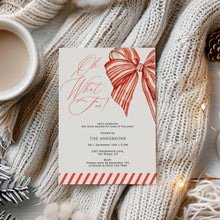 Load image into Gallery viewer, 2033 Oh What Fun Red Bow Winter Christmas Party Invite, Editable Template Digital Download
