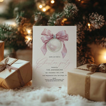 Load image into Gallery viewer, 2033 Pink Ornament Christmas Party Invite, Minimal Winter Holiday Digital Download, Editable Template

