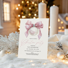 Load image into Gallery viewer, 2033 Pink Ornament Christmas Party Invite, Minimal Winter Holiday Digital Download, Editable Template
