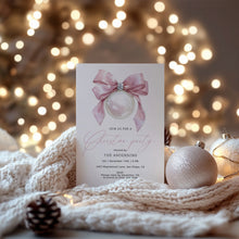 Load image into Gallery viewer, 2033 Pink Ornament Christmas Party Invite, Minimal Winter Holiday Digital Download, Editable Template
