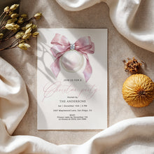 Load image into Gallery viewer, 2033 Pink Ornament Christmas Party Invite, Minimal Winter Holiday Digital Download, Editable Template
