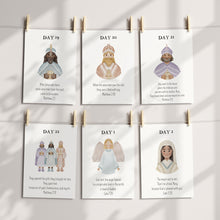 Load image into Gallery viewer, Editable Advent Nativity Christmas bible Cards, Advent Calendar, Christmas Kids Activity Advent Cutouts, Christian scripture flash card
