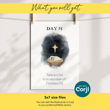 Load image into Gallery viewer, Editable Advent Nativity Christmas bible Cards, Advent Calendar, Christmas Kids Activity Advent Cutouts, Christian scripture flash card
