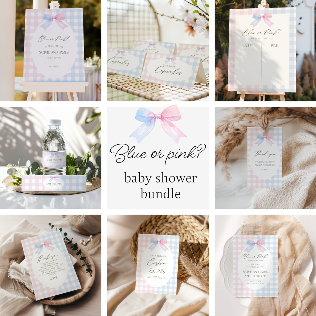 Blue or Pink Gender Reveal Party Template Bundle 2014