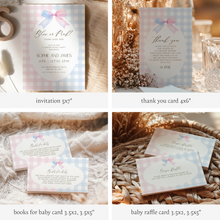 Load image into Gallery viewer, Blue or pink gender reveal baby shower invitation template mini set 2014
