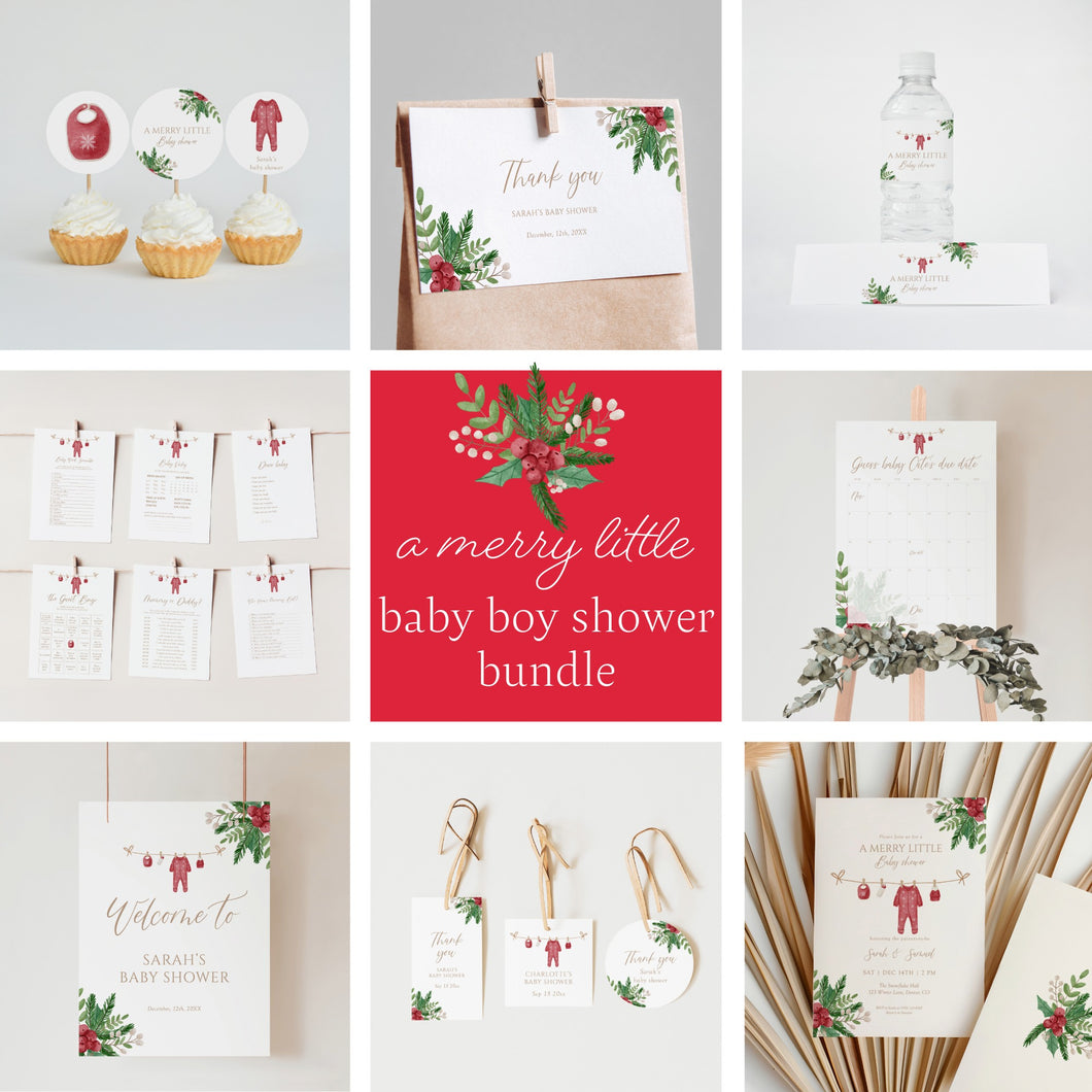 2029 Christmas Baby Shower Invite Bundle: Festive Decor & Games (Digital Download)