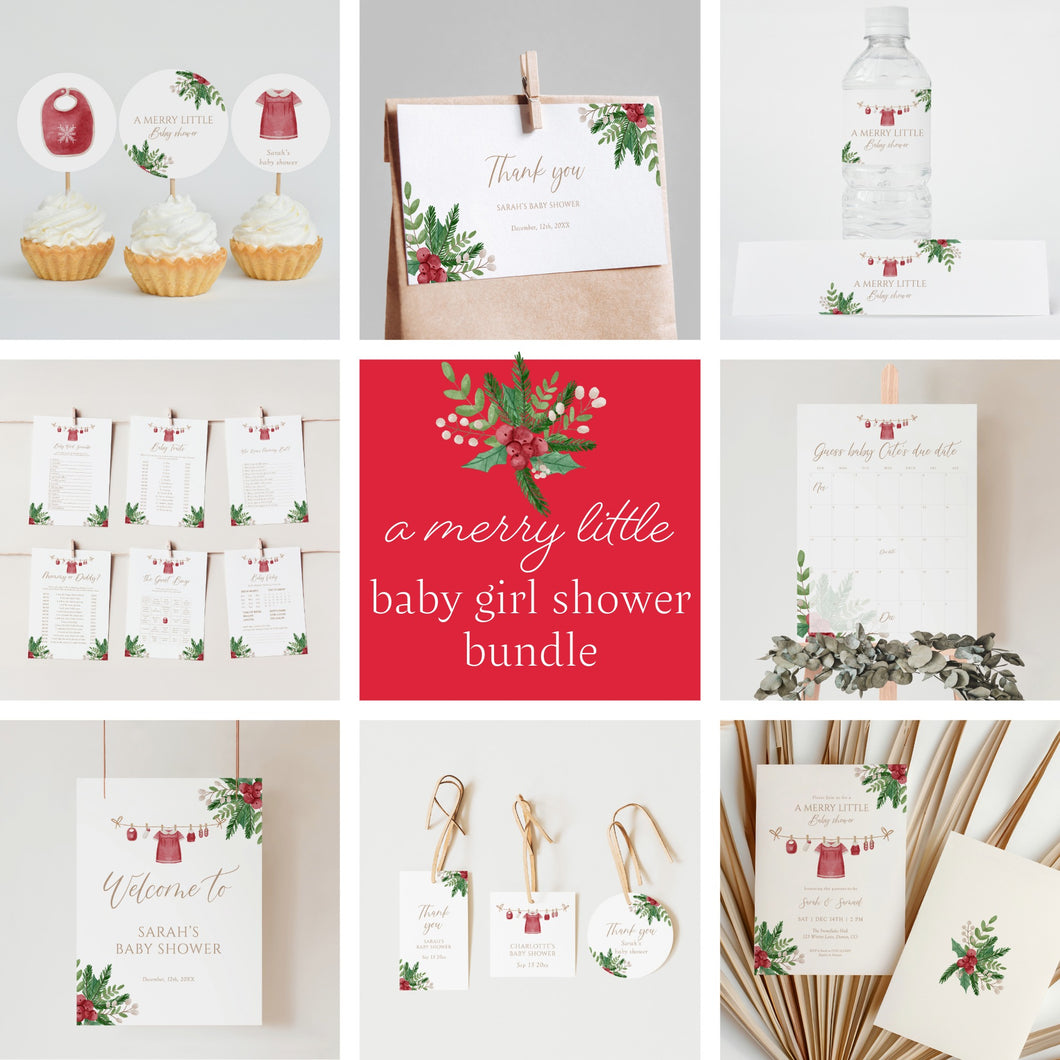 2029 Christmas Baby Shower Invite Bundle: Printable Holiday Decorations (Digital Download)