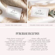 Load image into Gallery viewer, Blue Golf cart baby shower party invitation bundle 2041
